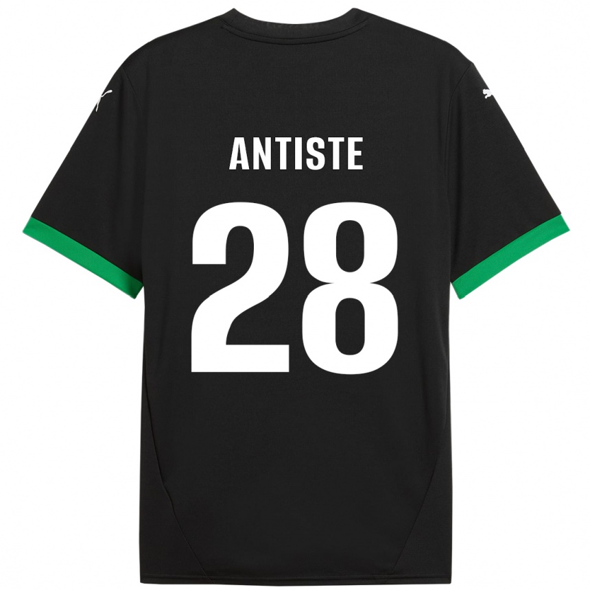 Niño Fútbol Camiseta Janis Antiste #28 Negro Verde Oscuro 1ª Equipación 2024/25 México