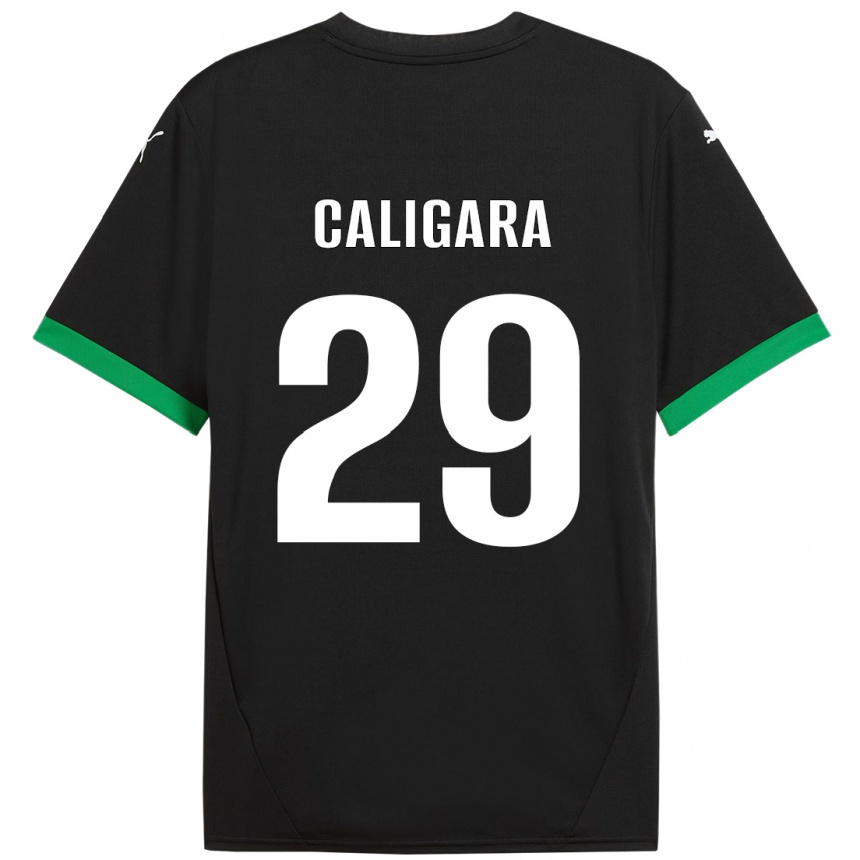 Niño Fútbol Camiseta Fabrizio Caligara #29 Negro Verde Oscuro 1ª Equipación 2024/25 México