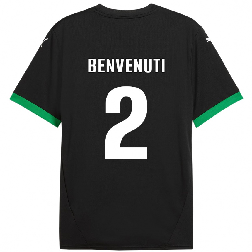 Niño Fútbol Camiseta Giacomo Benvenuti #2 Negro Verde Oscuro 1ª Equipación 2024/25 México