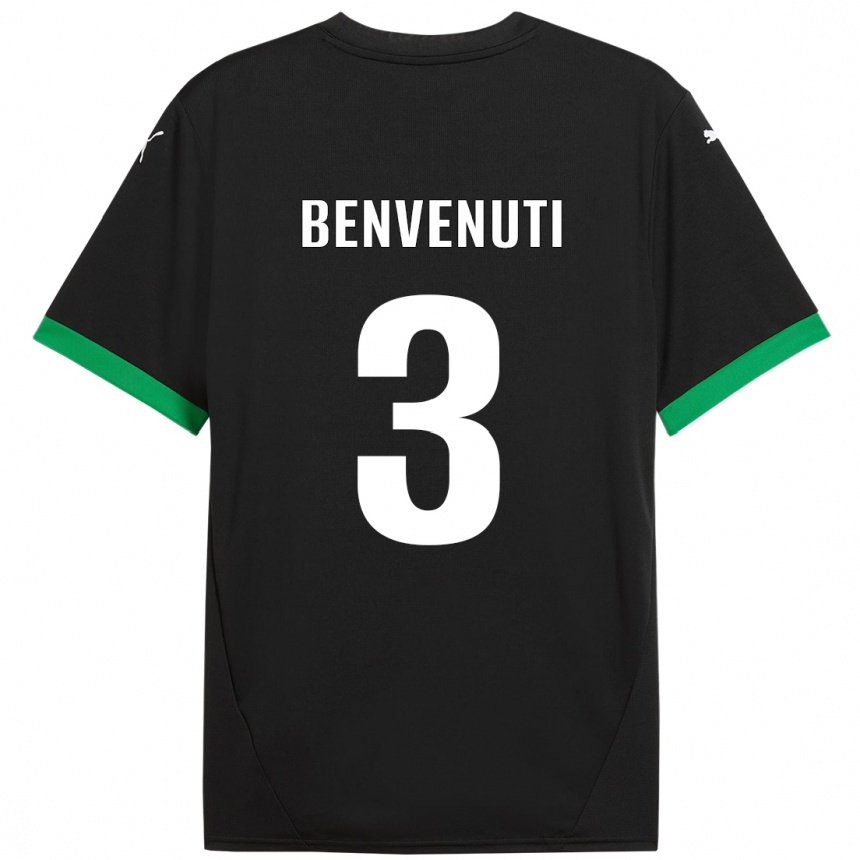 Niño Fútbol Camiseta Tommaso Benvenuti #3 Negro Verde Oscuro 1ª Equipación 2024/25 México