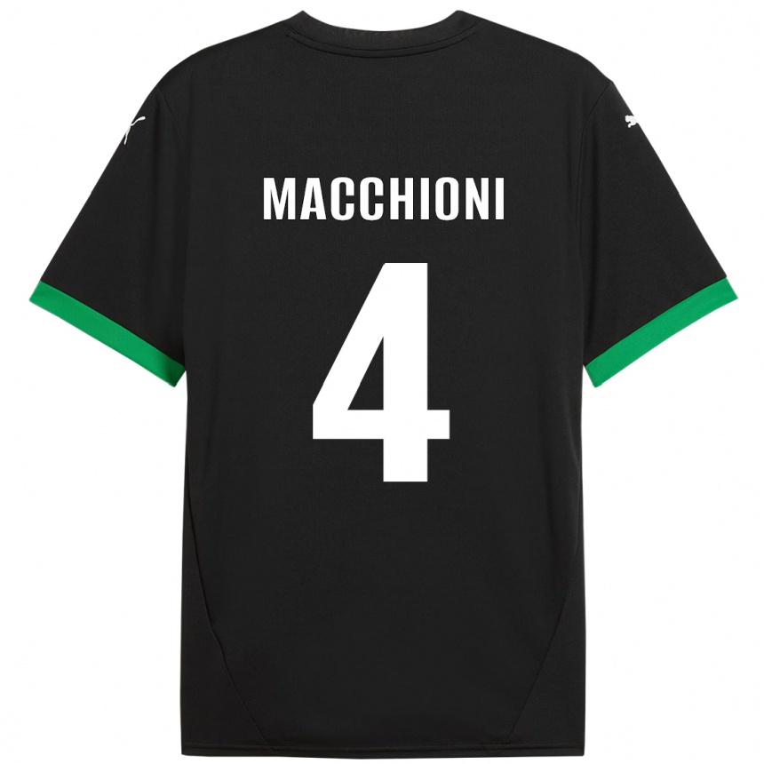 Niño Fútbol Camiseta Tommaso Macchioni #4 Negro Verde Oscuro 1ª Equipación 2024/25 México