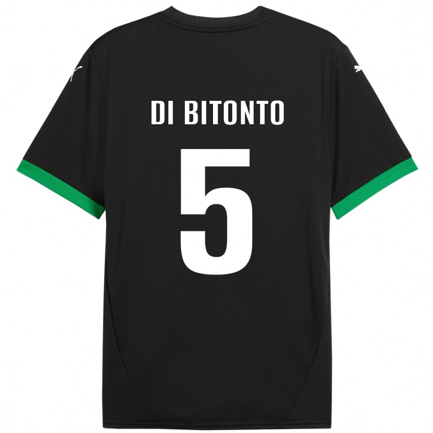 Niño Fútbol Camiseta Alessandro Di Bitonto #5 Negro Verde Oscuro 1ª Equipación 2024/25 México