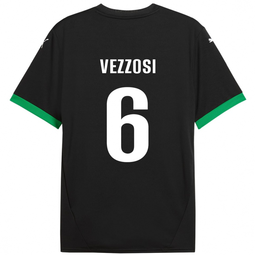 Niño Fútbol Camiseta Giorgio Vezzosi #6 Negro Verde Oscuro 1ª Equipación 2024/25 México