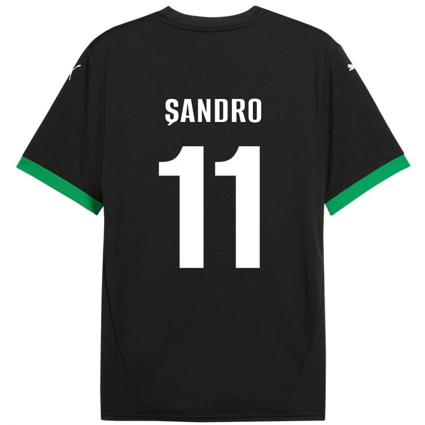 Niño Fútbol Camiseta Denis Șandro #11 Negro Verde Oscuro 1ª Equipación 2024/25 México