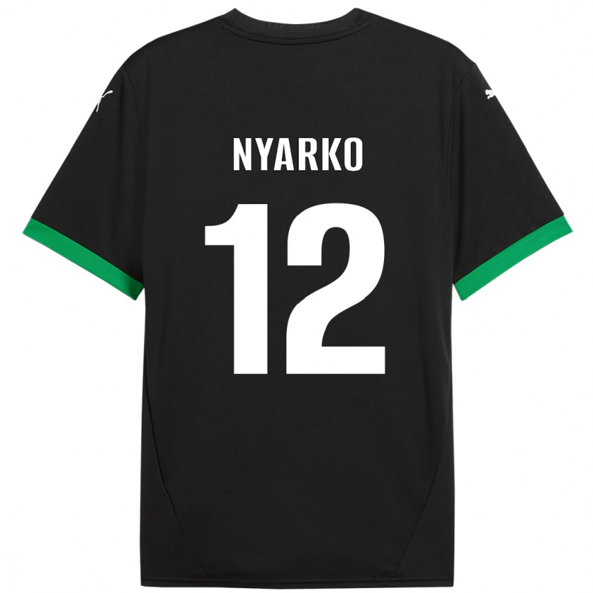 Niño Fútbol Camiseta Lorenzo Nyarko #12 Negro Verde Oscuro 1ª Equipación 2024/25 México