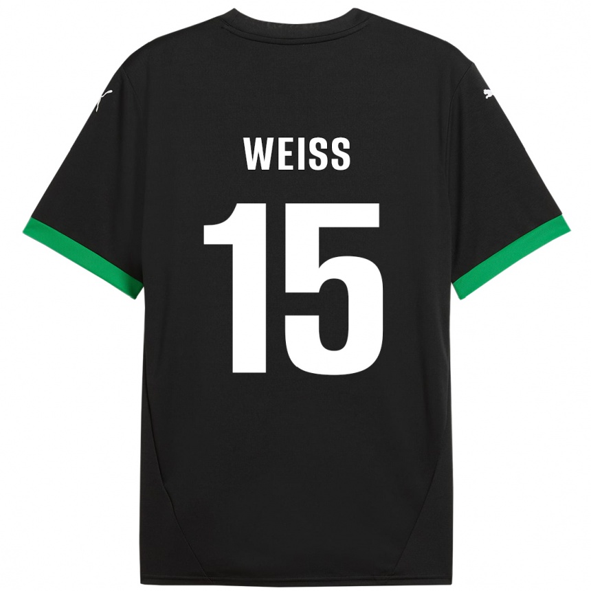 Niño Fútbol Camiseta David Weiss #15 Negro Verde Oscuro 1ª Equipación 2024/25 México