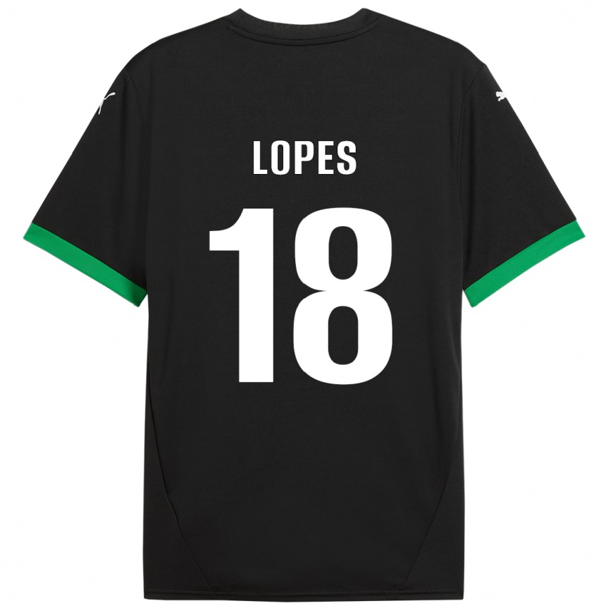 Niño Fútbol Camiseta Emerick Lopes #18 Negro Verde Oscuro 1ª Equipación 2024/25 México