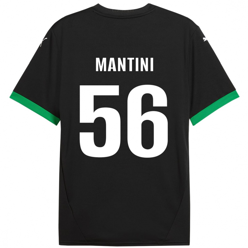 Niño Fútbol Camiseta Raffaele Mantini #56 Negro Verde Oscuro 1ª Equipación 2024/25 México