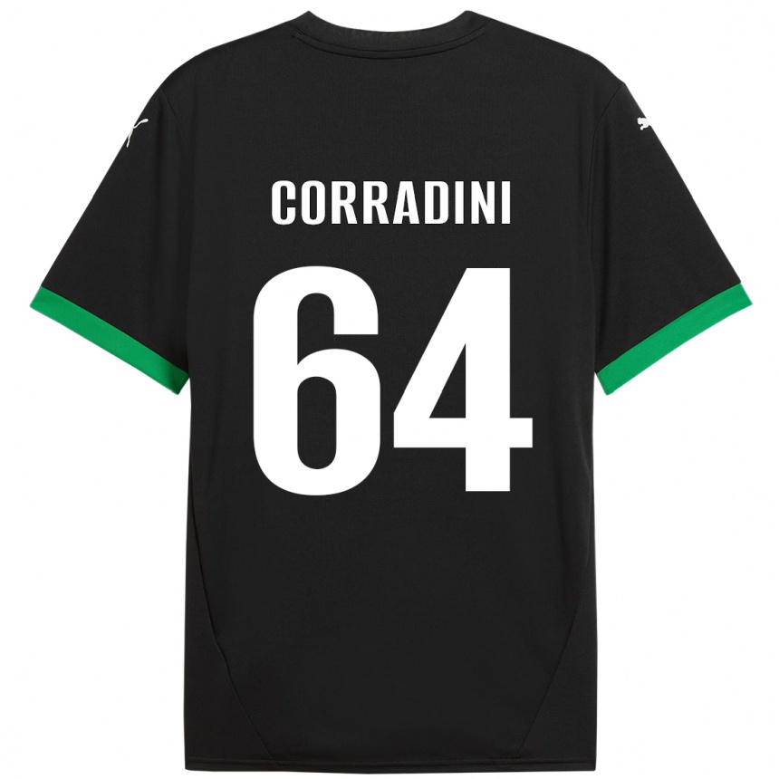 Niño Fútbol Camiseta Francesco Corradini #64 Negro Verde Oscuro 1ª Equipación 2024/25 México