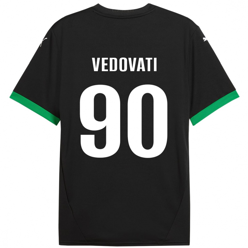 Niño Fútbol Camiseta Gabriele Vedovati #90 Negro Verde Oscuro 1ª Equipación 2024/25 México