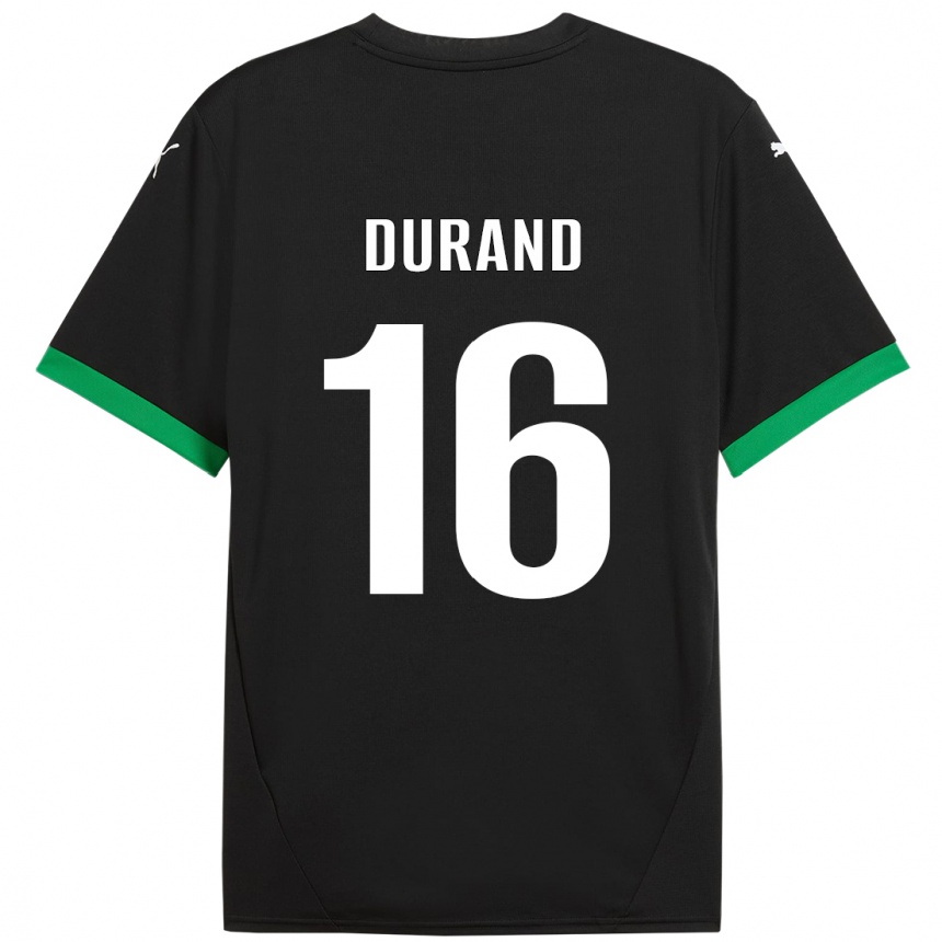 Niño Fútbol Camiseta Solène Durand #16 Negro Verde Oscuro 1ª Equipación 2024/25 México