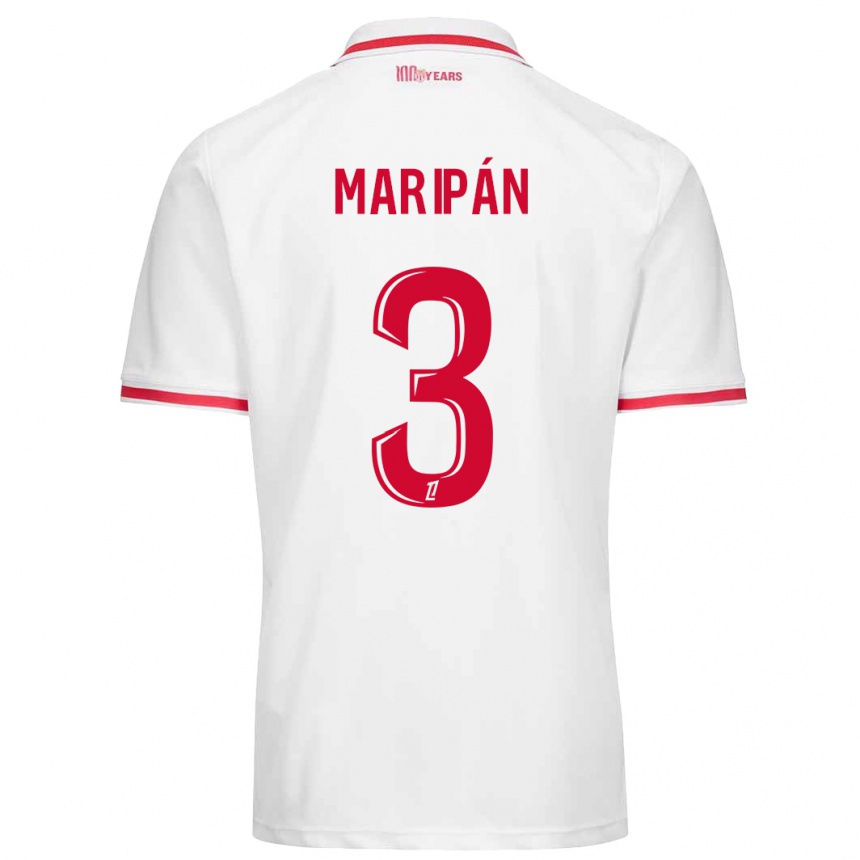 Niño Fútbol Camiseta Guillermo Maripán #3 Blanco Rojo 1ª Equipación 2024/25 México