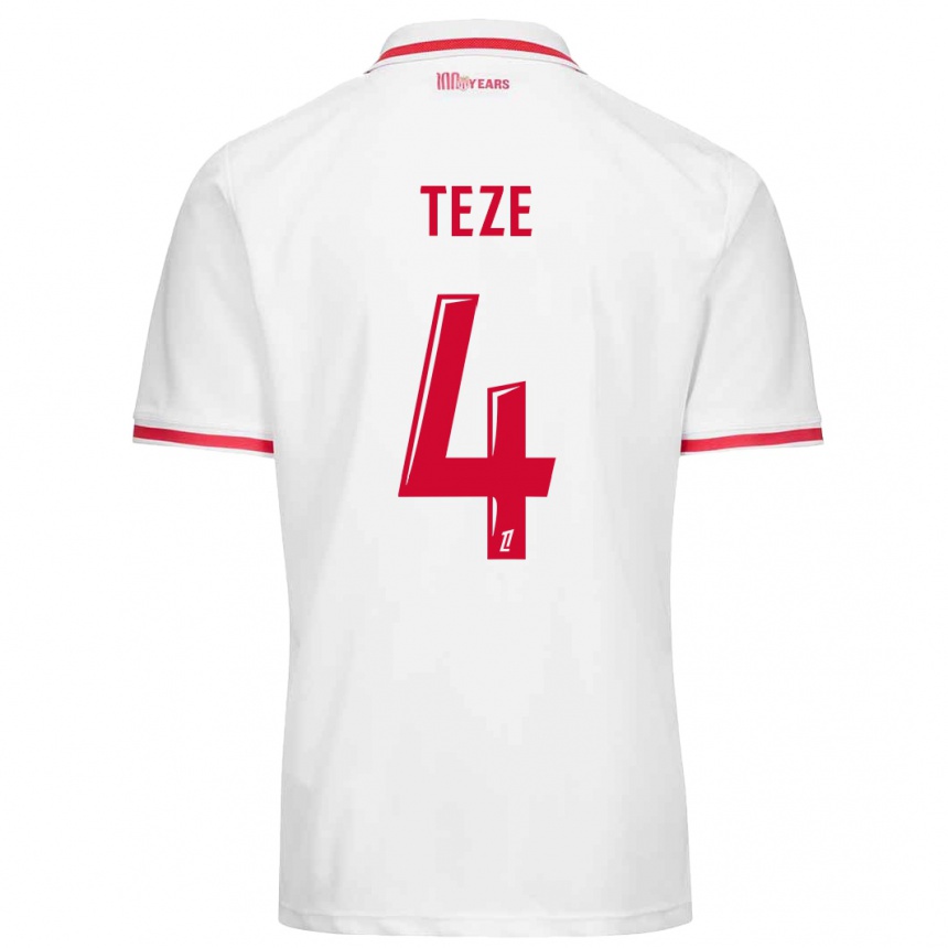 Niño Fútbol Camiseta Teze #4 Blanco Rojo 1ª Equipación 2024/25 México