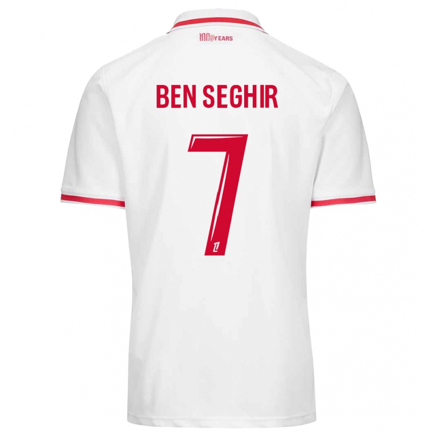 Niño Fútbol Camiseta Eliesse Ben Seghir #7 Blanco Rojo 1ª Equipación 2024/25 México