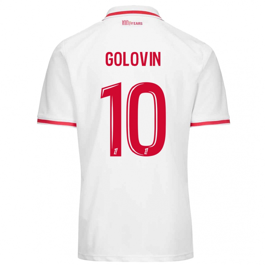 Niño Fútbol Camiseta Aleksandr Golovin #10 Blanco Rojo 1ª Equipación 2024/25 México