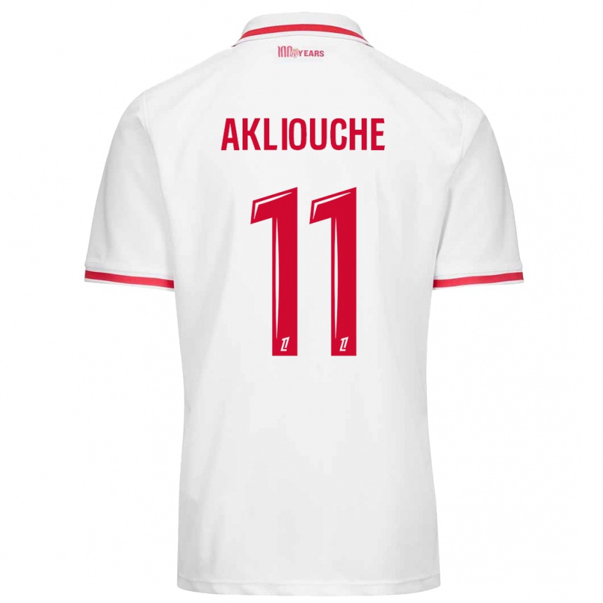 Niño Fútbol Camiseta Maghnes Akliouche #11 Blanco Rojo 1ª Equipación 2024/25 México