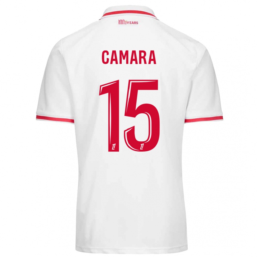 Niño Fútbol Camiseta Lamine Camara #15 Blanco Rojo 1ª Equipación 2024/25 México