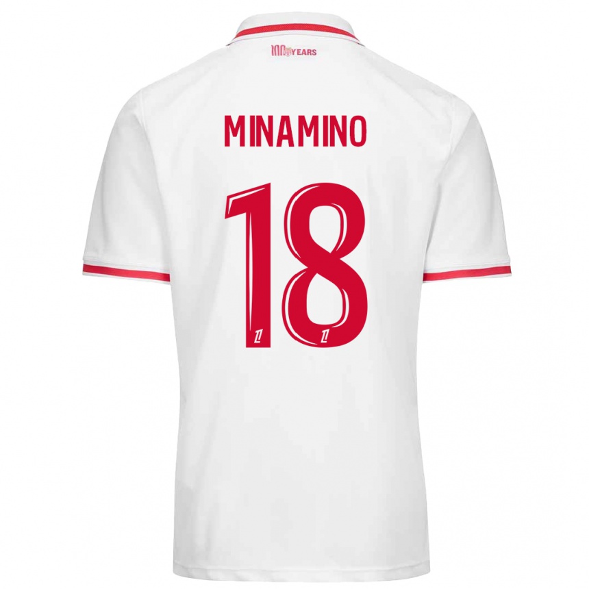 Niño Fútbol Camiseta Takumi Minamino #18 Blanco Rojo 1ª Equipación 2024/25 México