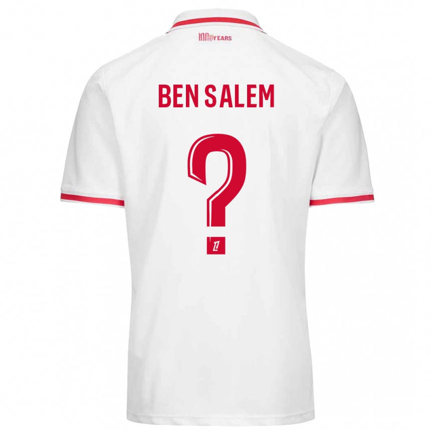 Niño Fútbol Camiseta Oualid Ben Salem #0 Blanco Rojo 1ª Equipación 2024/25 México