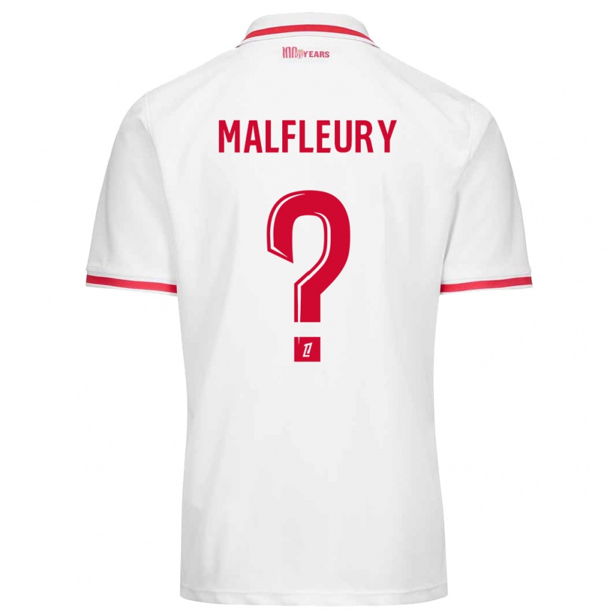 Niño Fútbol Camiseta Geoffrey Malfleury #0 Blanco Rojo 1ª Equipación 2024/25 México