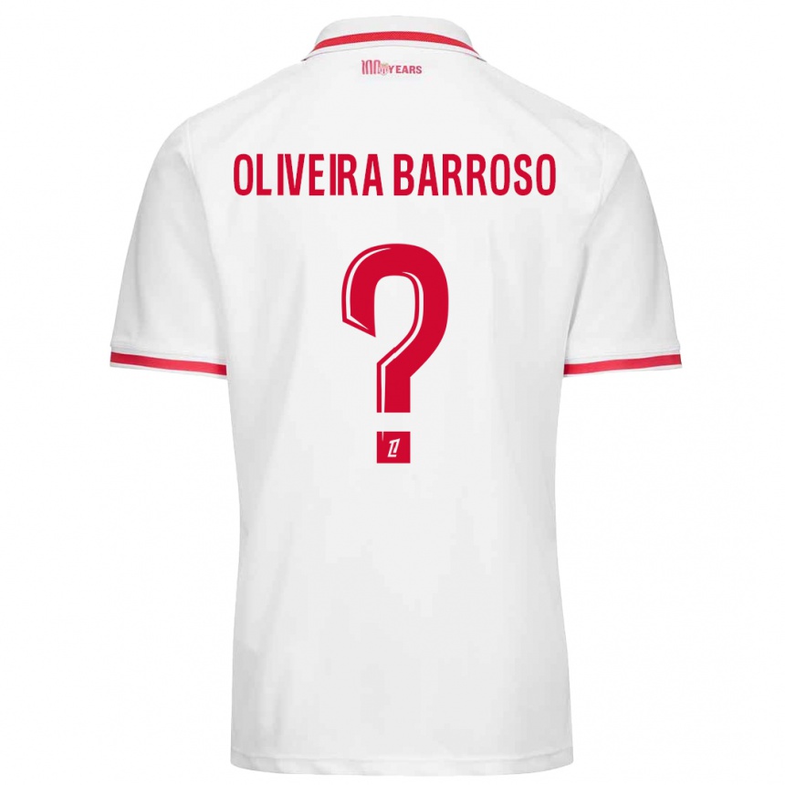 Niño Fútbol Camiseta Mickael Oliveira Barroso #0 Blanco Rojo 1ª Equipación 2024/25 México