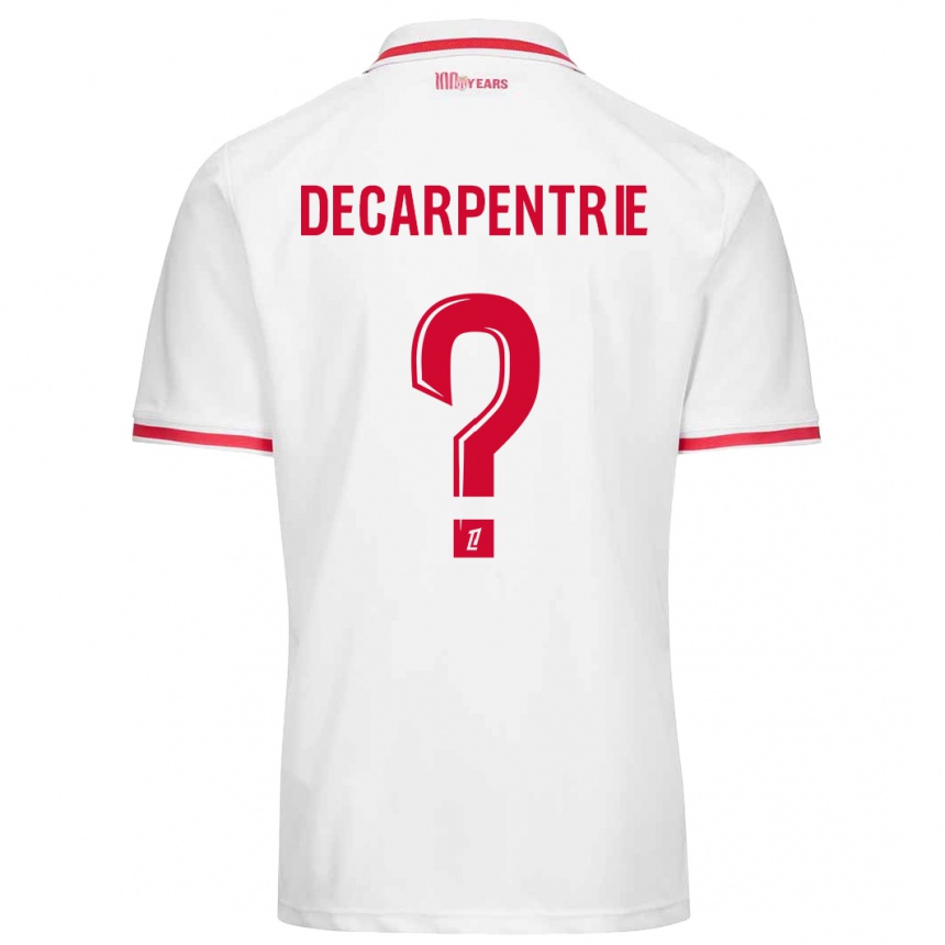 Niño Fútbol Camiseta Valentin Decarpentrie #0 Blanco Rojo 1ª Equipación 2024/25 México