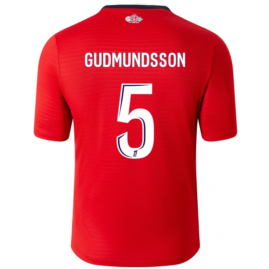 Niño Fútbol Camiseta Gabriel Gudmundsson #5 Rojo Blanco 1ª Equipación 2024/25 México