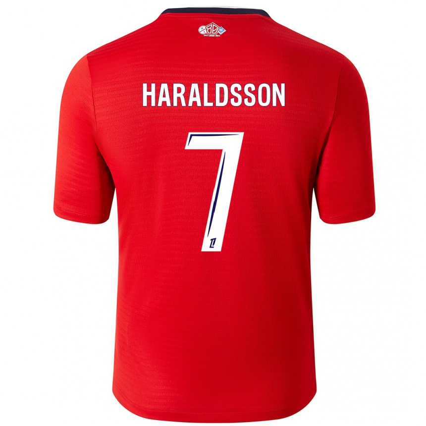 Niño Fútbol Camiseta Hákon Arnar Haraldsson #7 Rojo Blanco 1ª Equipación 2024/25 México