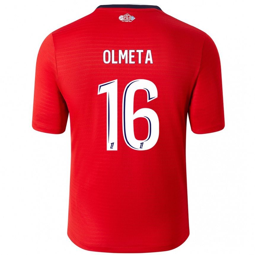 Niño Fútbol Camiseta Lisandru Olmeta #16 Rojo Blanco 1ª Equipación 2024/25 México