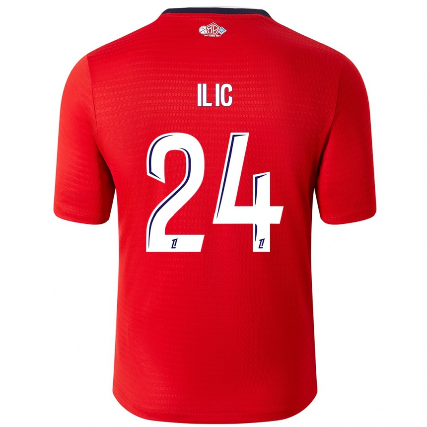 Niño Fútbol Camiseta Andrej Ilic #24 Rojo Blanco 1ª Equipación 2024/25 México