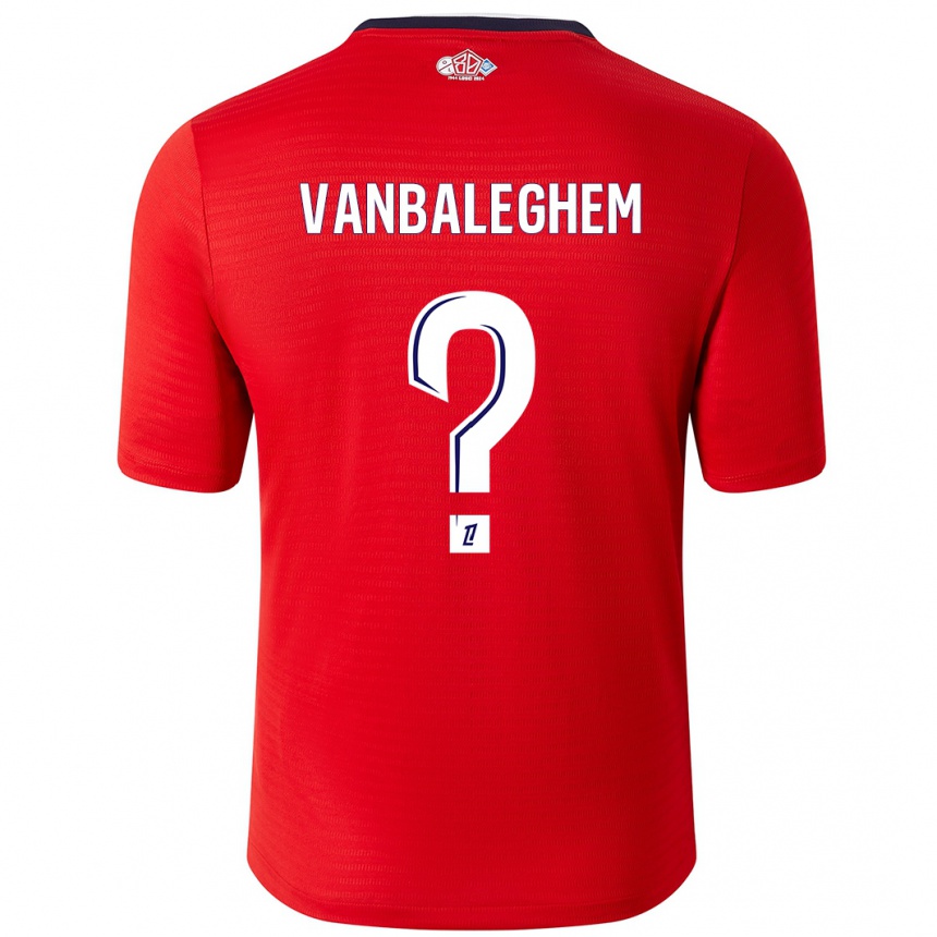 Niño Fútbol Camiseta Valentin Vanbaleghem #0 Rojo Blanco 1ª Equipación 2024/25 México