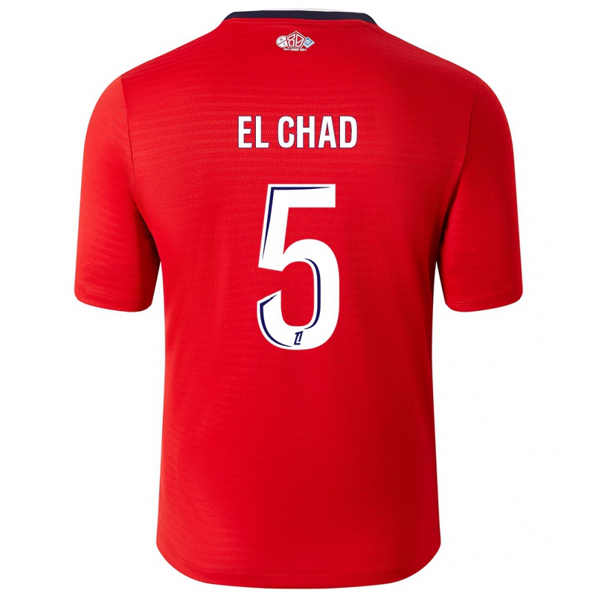 Niño Fútbol Camiseta Nesryne El Chad #5 Rojo Blanco 1ª Equipación 2024/25 México