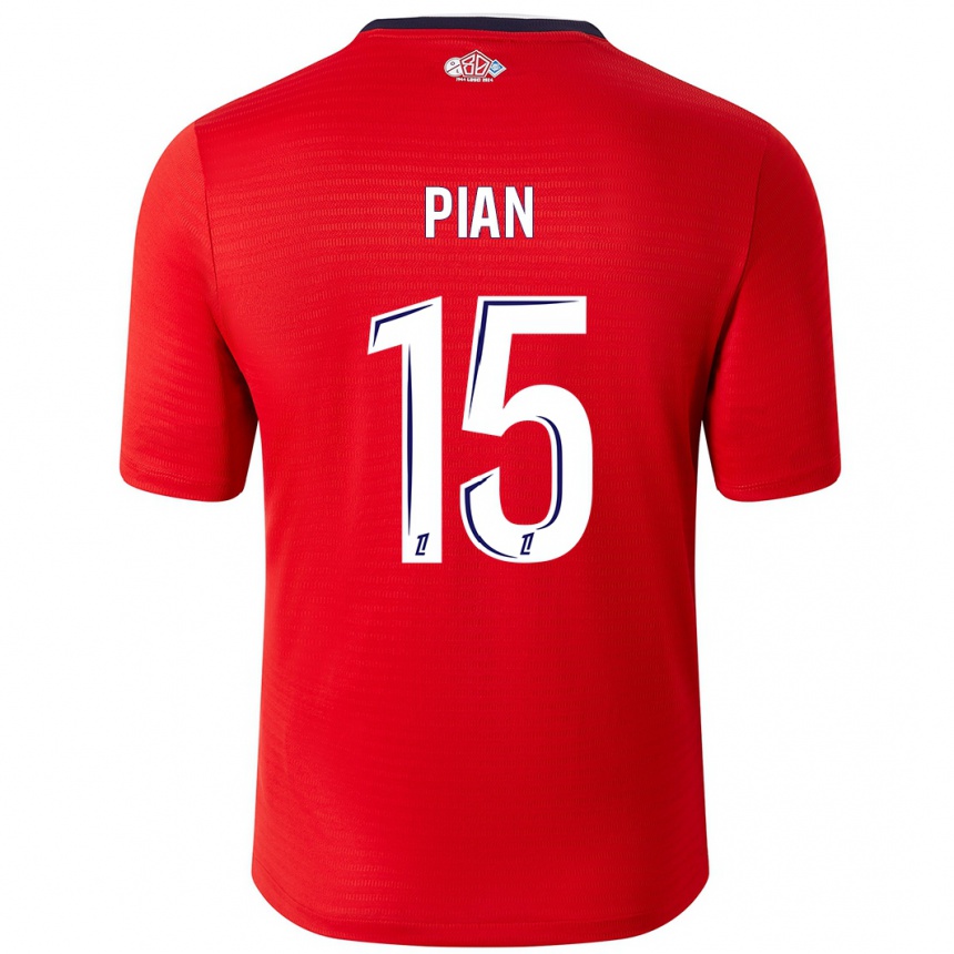 Niño Fútbol Camiseta Julie Pian #15 Rojo Blanco 1ª Equipación 2024/25 México