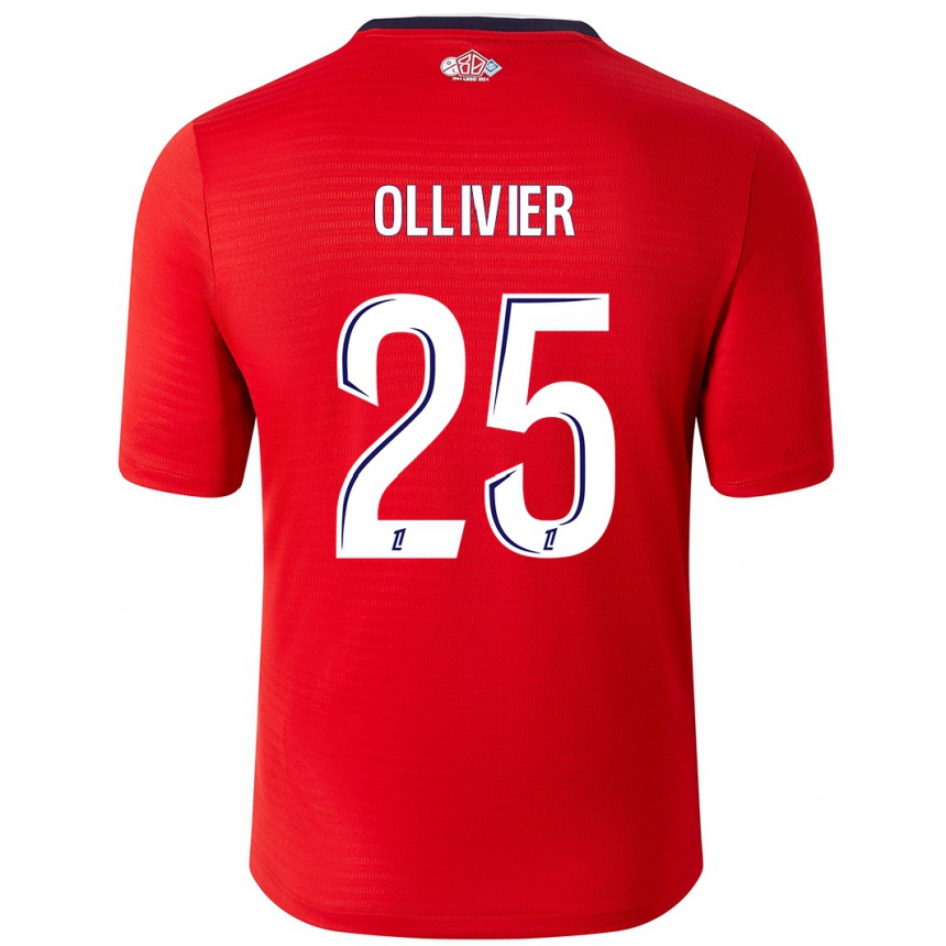 Niño Fútbol Camiseta Agathe Ollivier #25 Rojo Blanco 1ª Equipación 2024/25 México