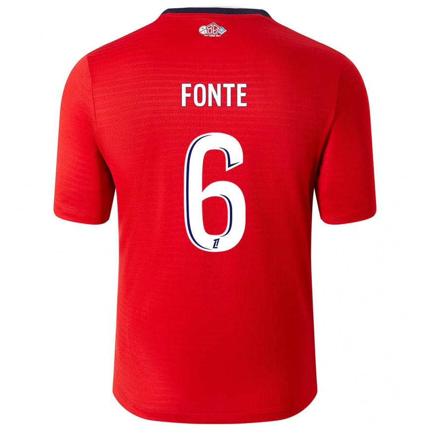 Niño Fútbol Camiseta Jose Fonte #6 Rojo Blanco 1ª Equipación 2024/25 México