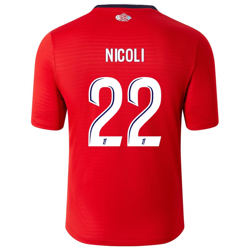 Niño Fútbol Camiseta Morgane Nicoli #22 Rojo Blanco 1ª Equipación 2024/25 México