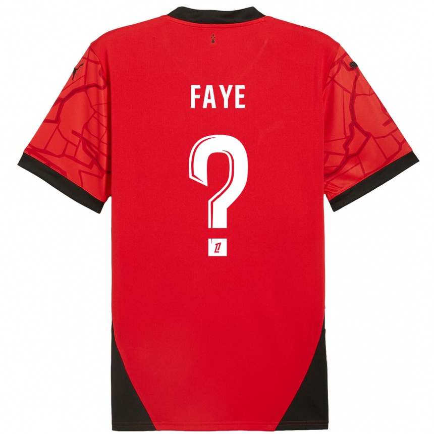 Niño Fútbol Camiseta Mikayil Faye #0 Rojo Negro 1ª Equipación 2024/25 México