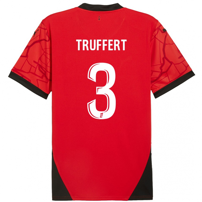 Niño Fútbol Camiseta Adrien Truffert #3 Rojo Negro 1ª Equipación 2024/25 México