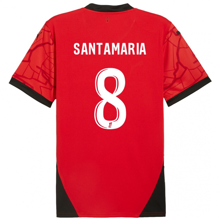 Niño Fútbol Camiseta Baptiste Santamaria #8 Rojo Negro 1ª Equipación 2024/25 México