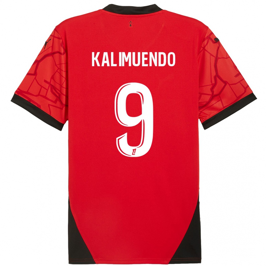 Niño Fútbol Camiseta Arnaud Kalimuendo #9 Rojo Negro 1ª Equipación 2024/25 México