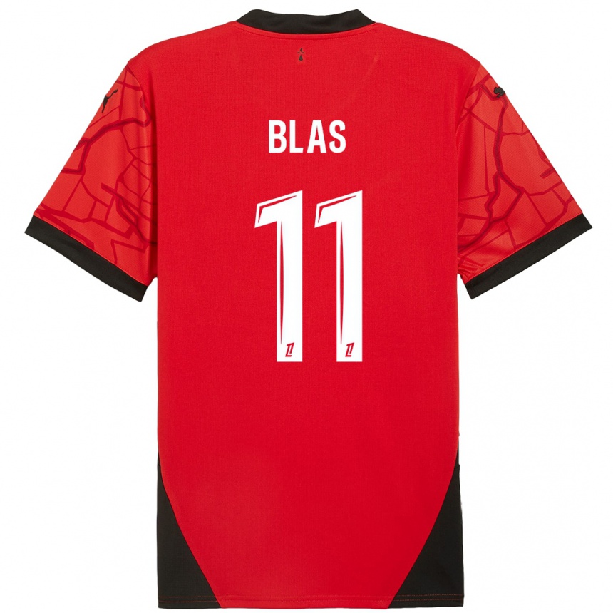 Niño Fútbol Camiseta Ludovic Blas #11 Rojo Negro 1ª Equipación 2024/25 México