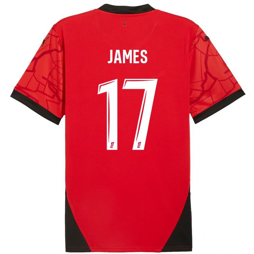 Niño Fútbol Camiseta Jordan James #17 Rojo Negro 1ª Equipación 2024/25 México