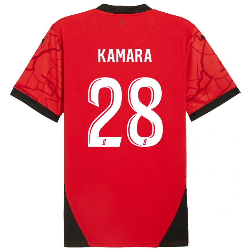 Niño Fútbol Camiseta Glen Kamara #28 Rojo Negro 1ª Equipación 2024/25 México