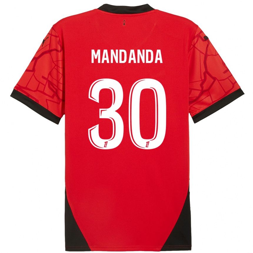 Niño Fútbol Camiseta Steve Mandanda #30 Rojo Negro 1ª Equipación 2024/25 México