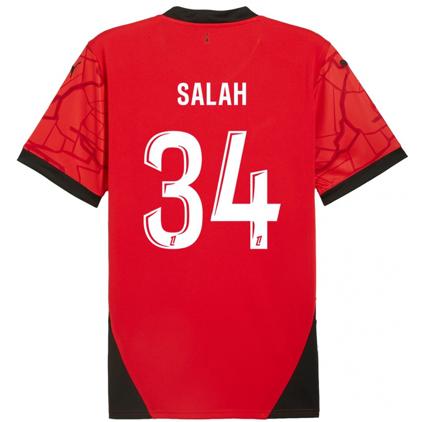 Niño Fútbol Camiseta Ibrahim Salah #34 Rojo Negro 1ª Equipación 2024/25 México