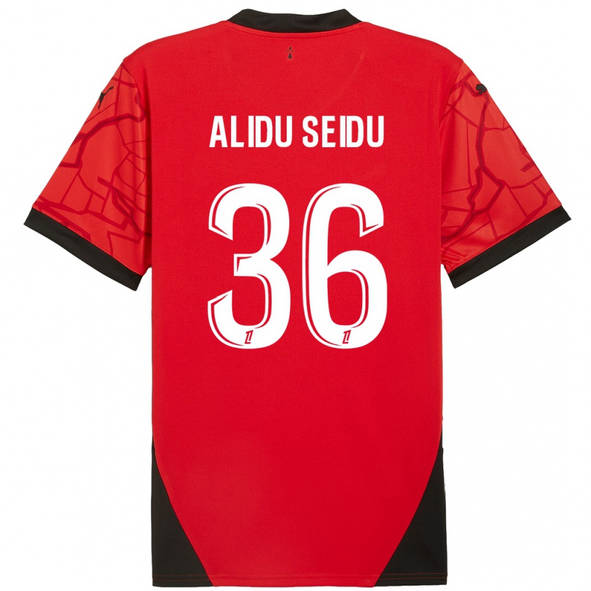 Niño Fútbol Camiseta Alidu Seidu #36 Rojo Negro 1ª Equipación 2024/25 México