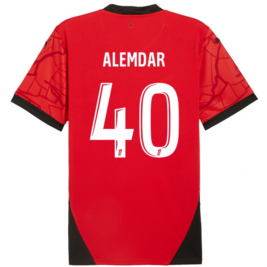 Niño Fútbol Camiseta Doğan Alemdar #40 Rojo Negro 1ª Equipación 2024/25 México