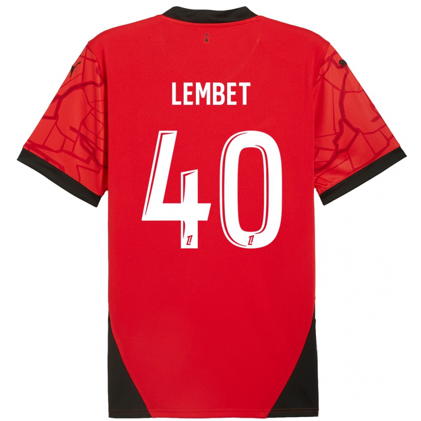 Niño Fútbol Camiseta Geoffrey Lembet #40 Rojo Negro 1ª Equipación 2024/25 México