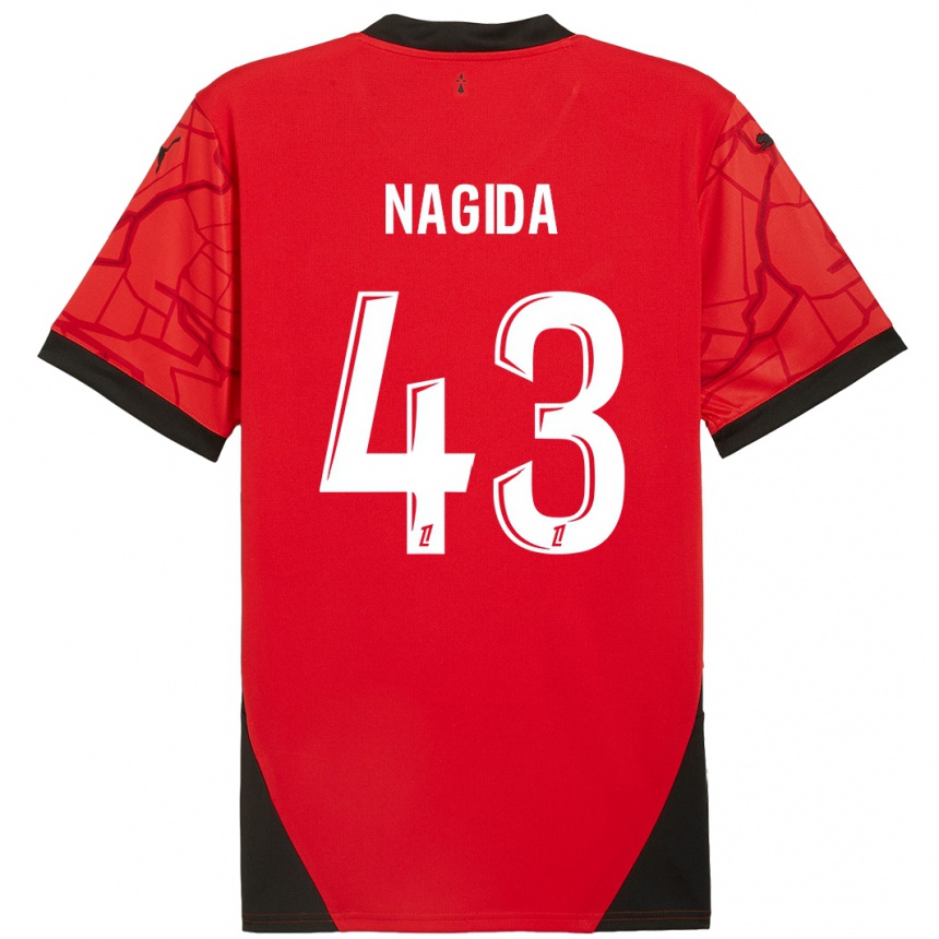 Niño Fútbol Camiseta Mahamadou Nagida #43 Rojo Negro 1ª Equipación 2024/25 México