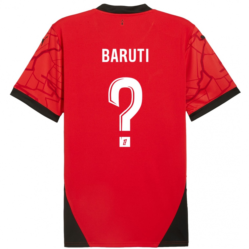 Niño Fútbol Camiseta Kelian Baruti #0 Rojo Negro 1ª Equipación 2024/25 México